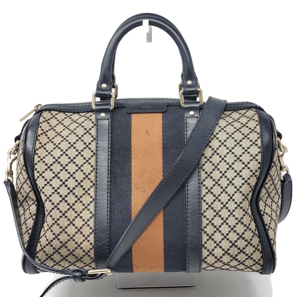 Gucci Handbags - 100% Auth Gucci Vintage Canvas Boston Satchel Bag